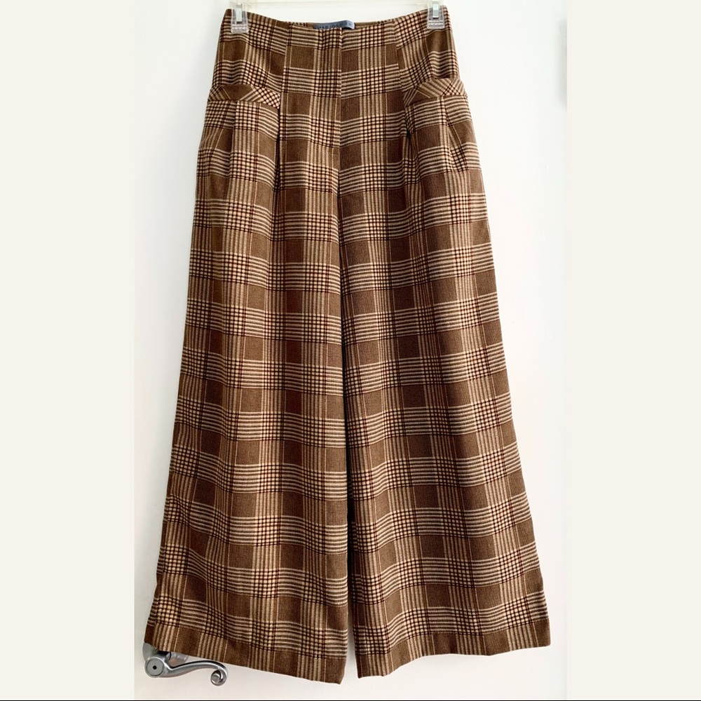 MARJORIE Wide Leg Checked Pants
